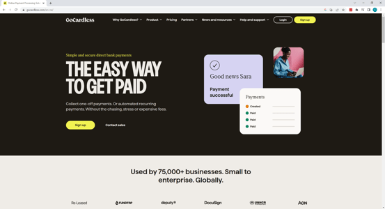 GoCardless Webiste screenshot