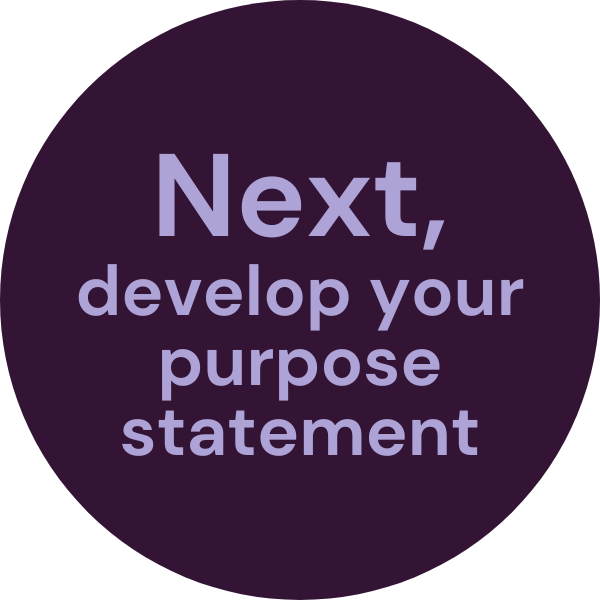Next,  develop your purpose statement